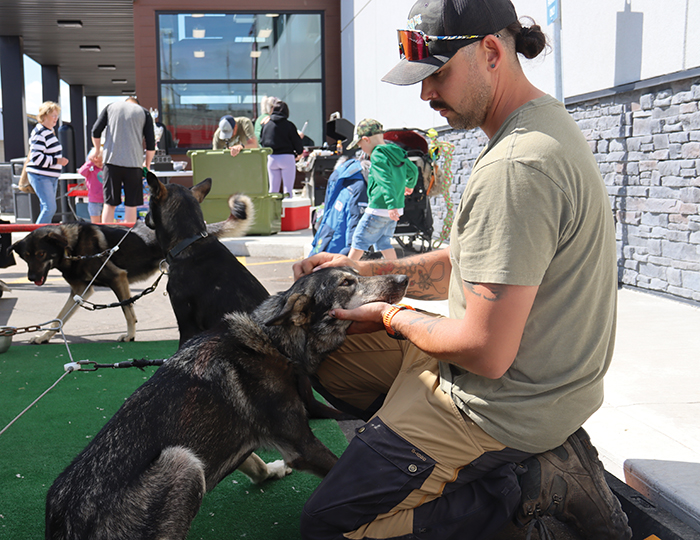 Garrick Schmidt with his dogs.